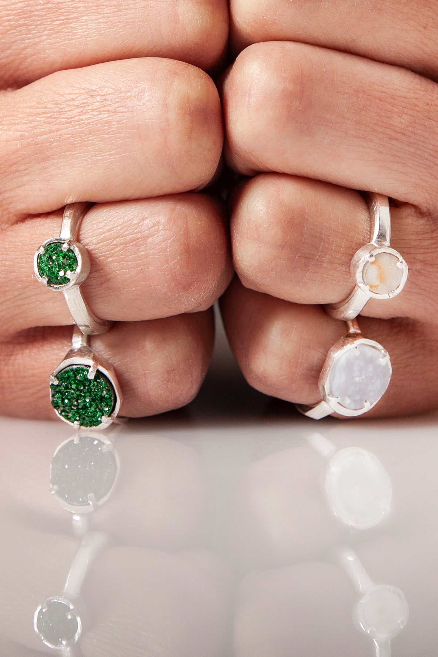 ANILLO CIRCULITO DRUSA N6. / CALCEDONIA AZUL